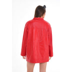 The Lioara Red Leather Women Jacket