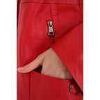The Lioara Red Leather Women Jacket