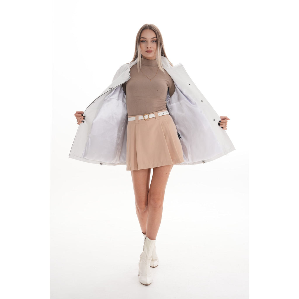 Vinci The Liora White Leather Women Jacket
