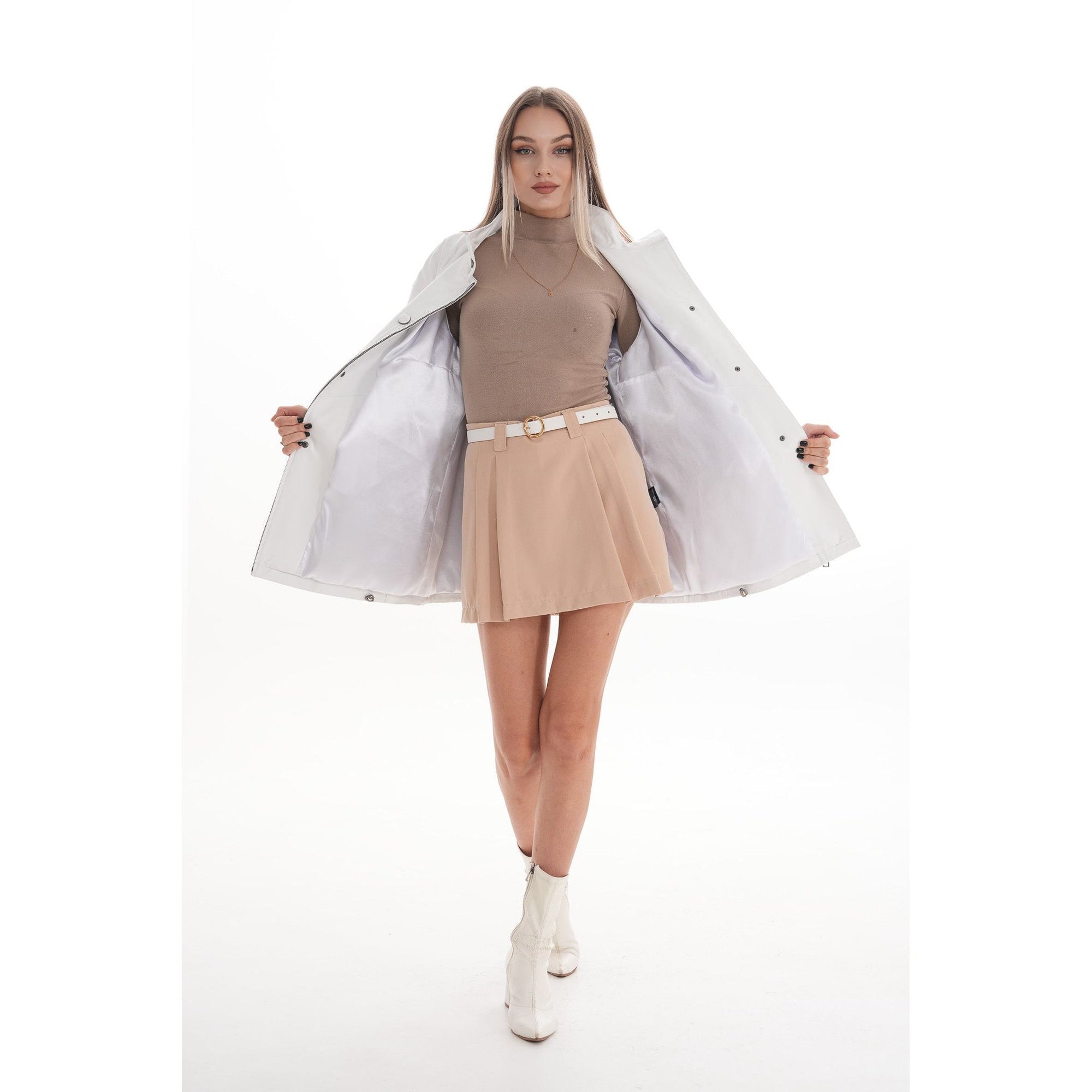 Vinci The Liora White Leather Women Jacket