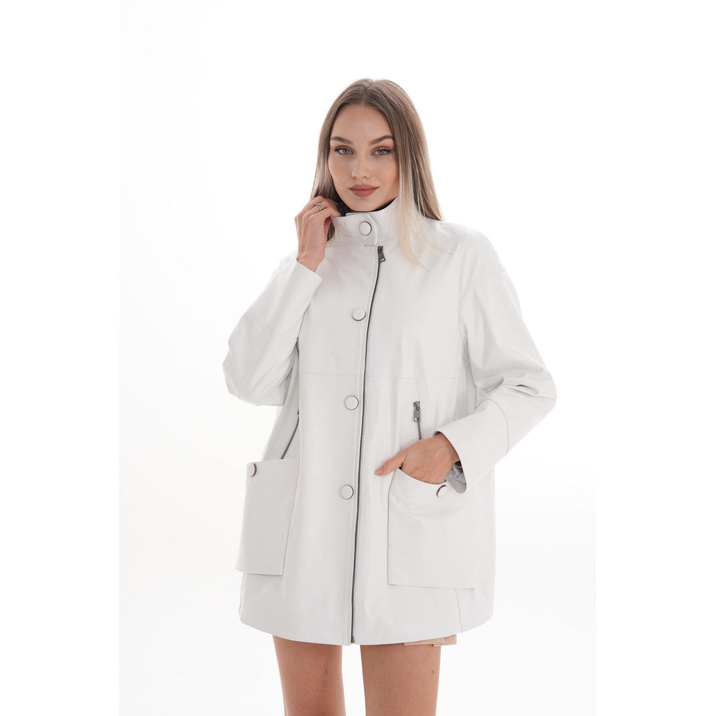 Vinci The Liora White Leather Women Jacket