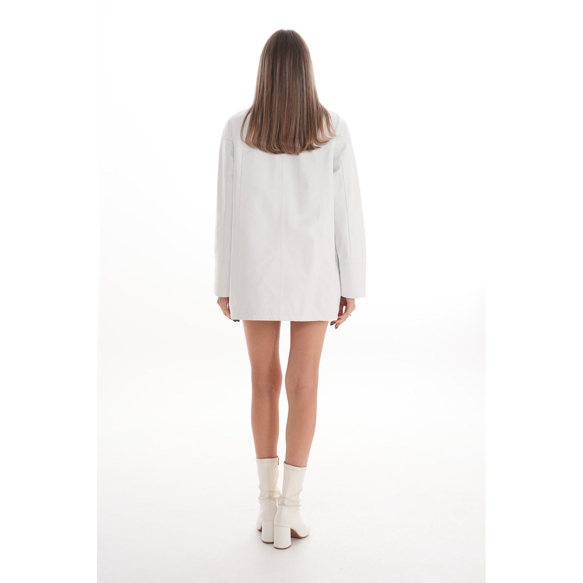 Vinci The Liora White Leather Women Jacket