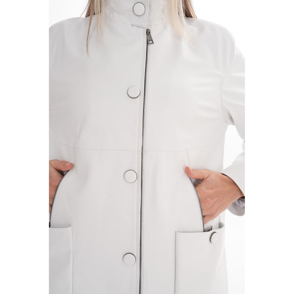 Vinci The Liora White Leather Women Jacket