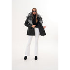 The Alessia Black Leather & Fox Fur Women Jacket