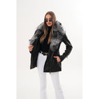 The Alessia Black Leather & Fox Fur Women Jacket