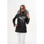 The Alessia Black Leather & Fox Fur Women Jacket