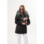 The Alessia Black Leather & Fox Fur Women Jacket