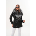 The Alessia Black Leather & Fox Fur Women Jacket