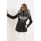 The Alessia Black Leather & Fox Fur Women Jacket