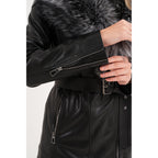 The Alessia Black Leather & Fox Fur Women Jacket
