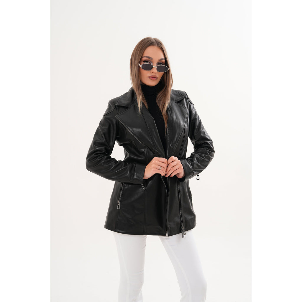 The Alessia Black Leather & Fox Fur Women Jacket
