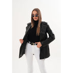 The Alessia Black Leather & Fox Fur Women Jacket