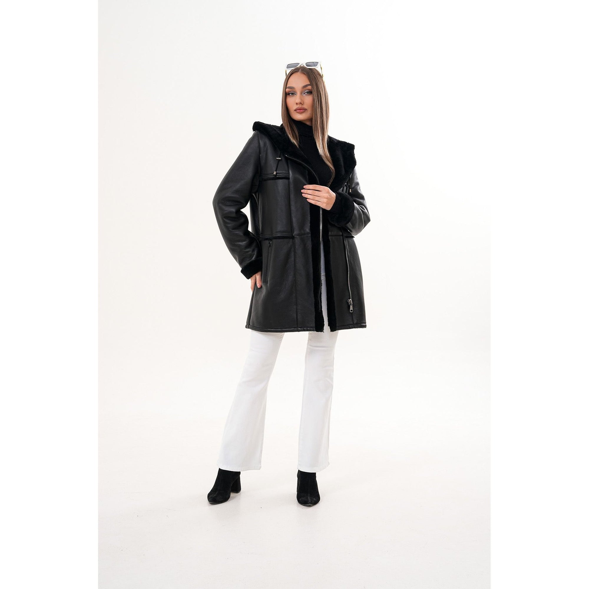 The Belluna Black Shearling Women Jacket