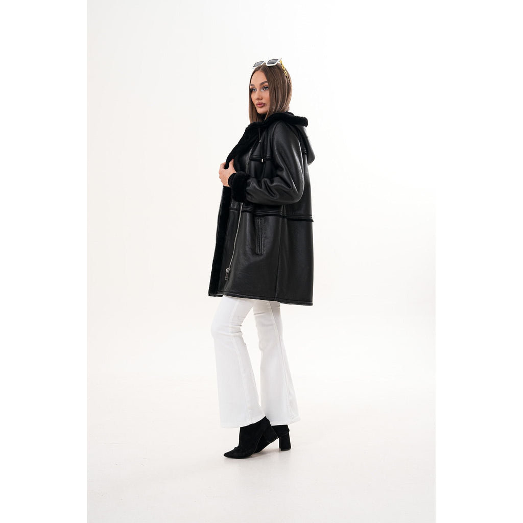 The Belluna Black Shearling Women Jacket