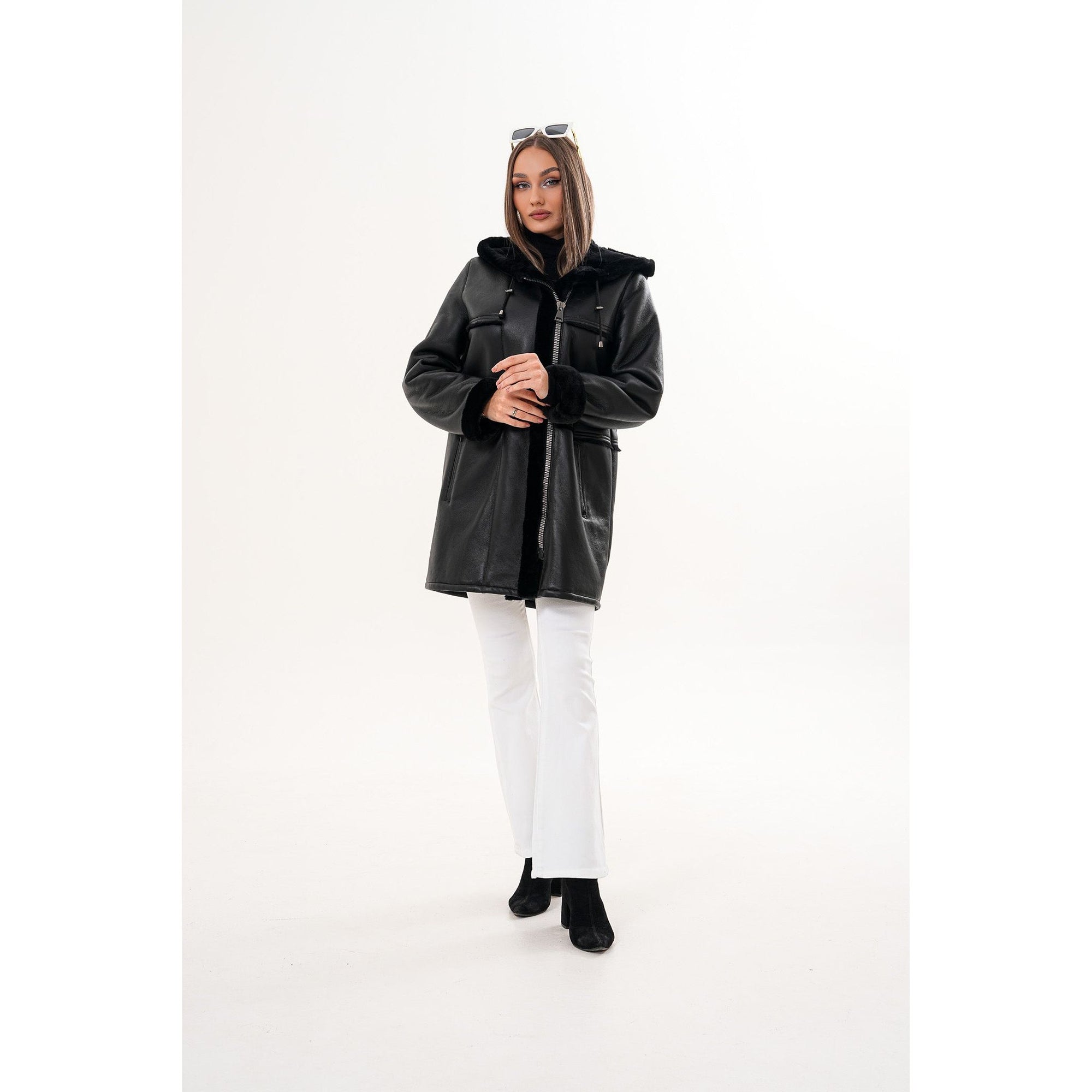 The Belluna Black Shearling Women Jacket