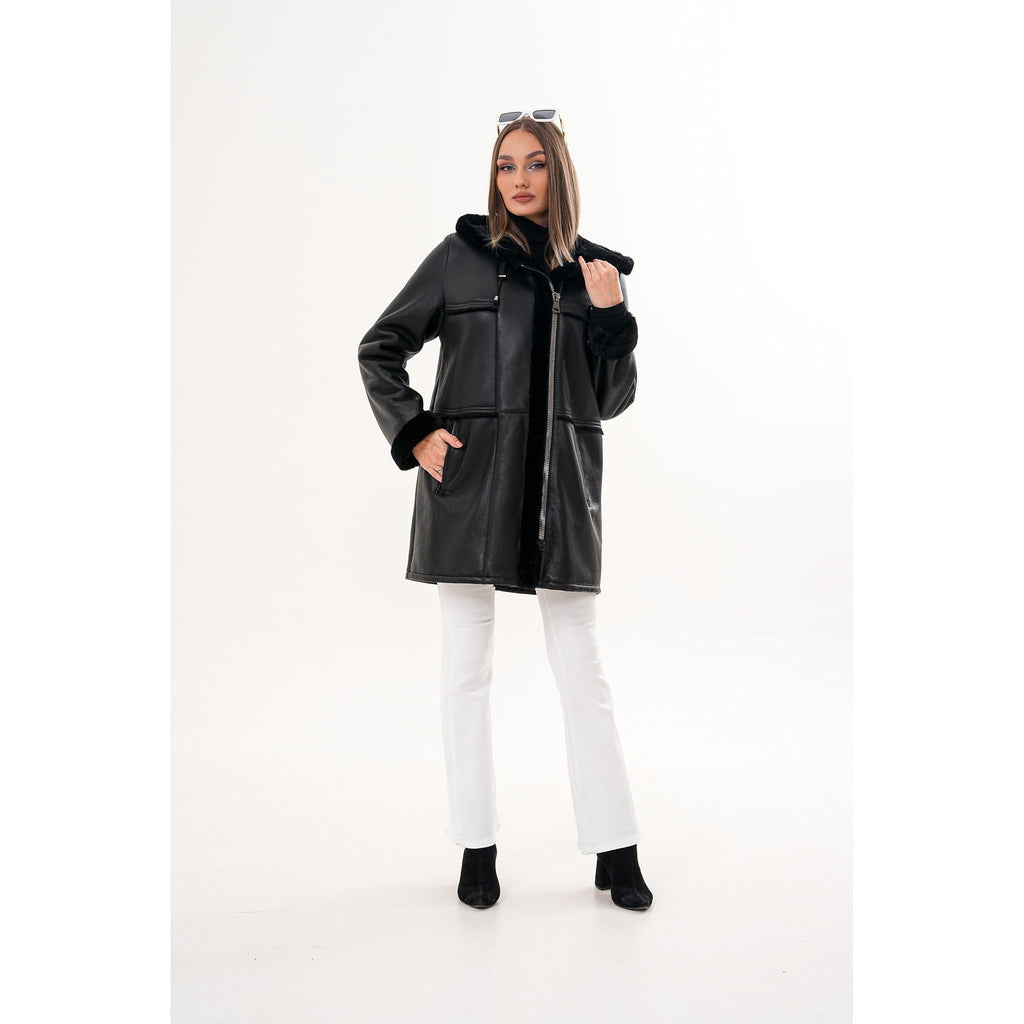 The Belluna Black Shearling Women Jacket