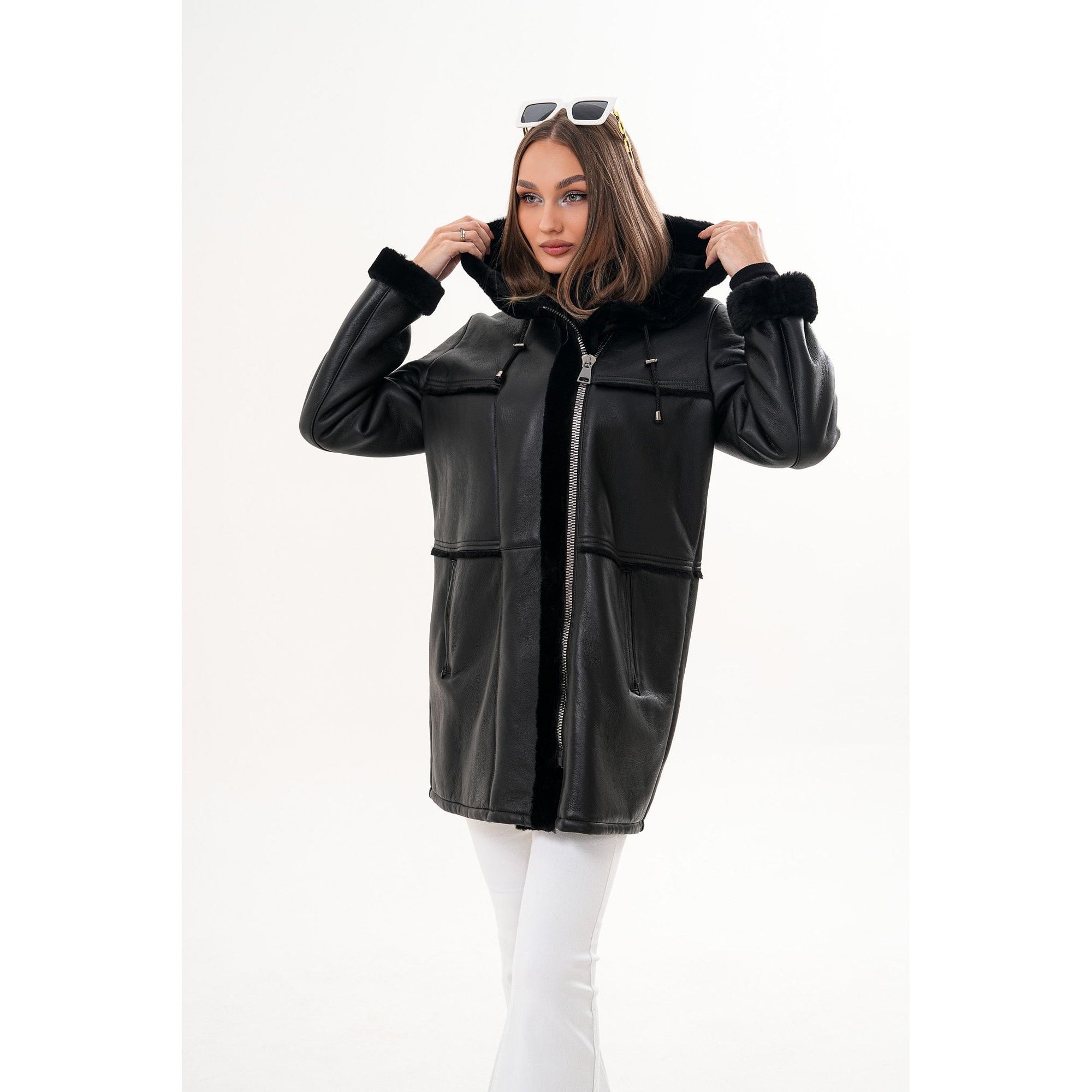 The Belluna Black Shearling Women Jacket