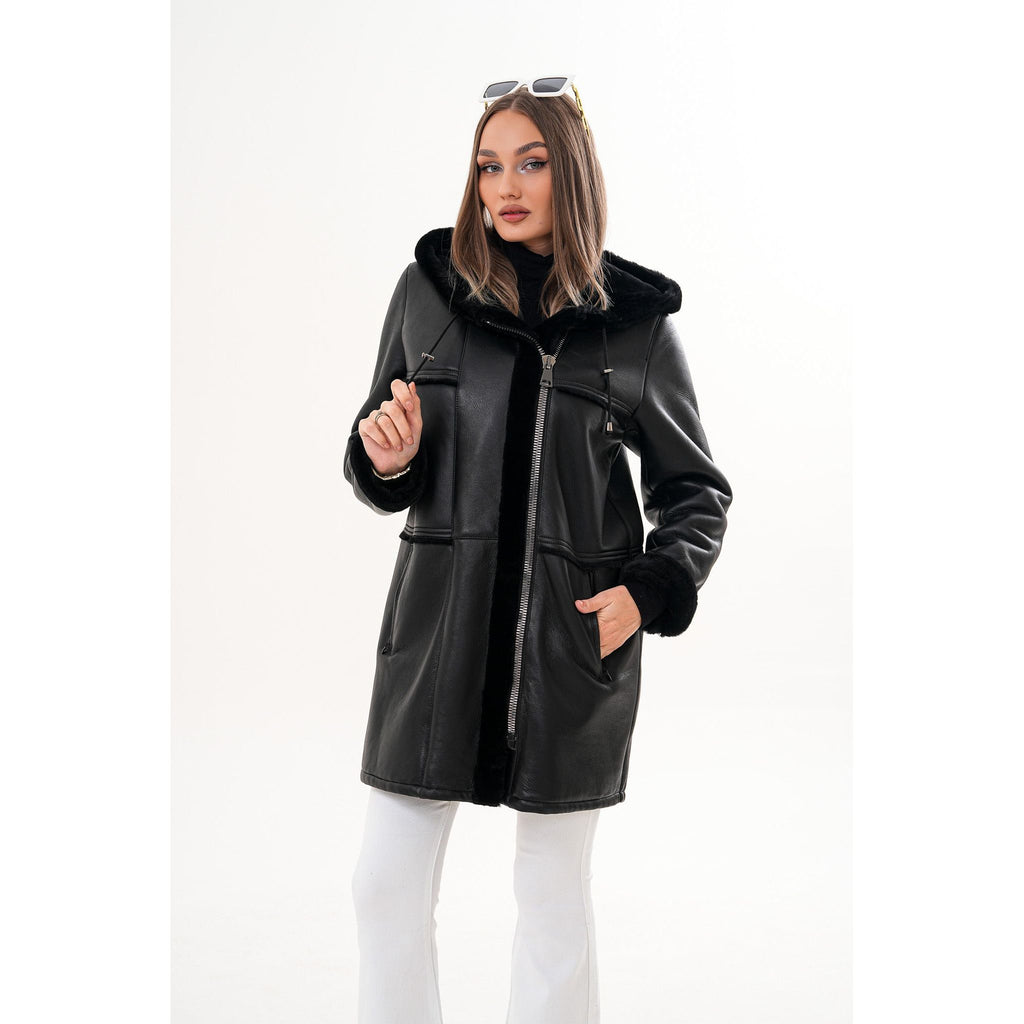 The Belluna Black Shearling Women Jacket