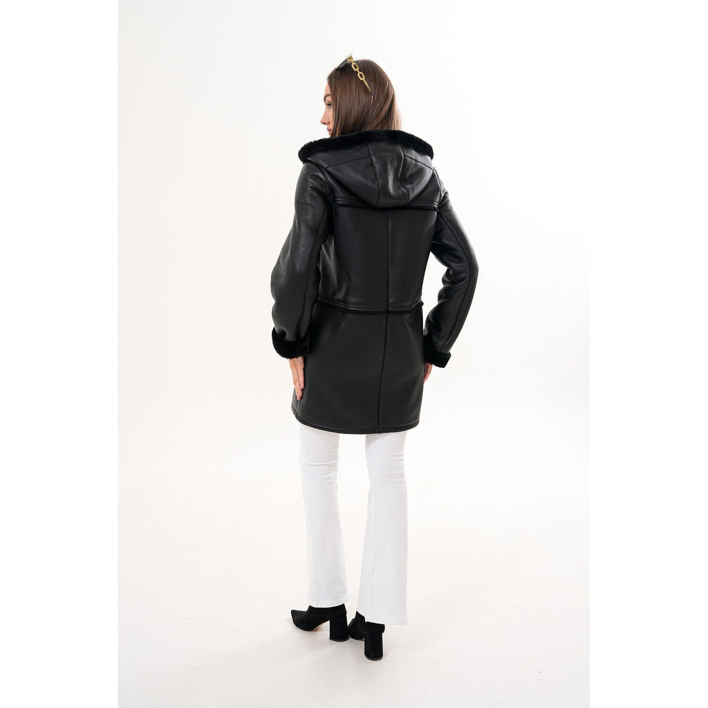The Belluna Black Shearling Women Jacket