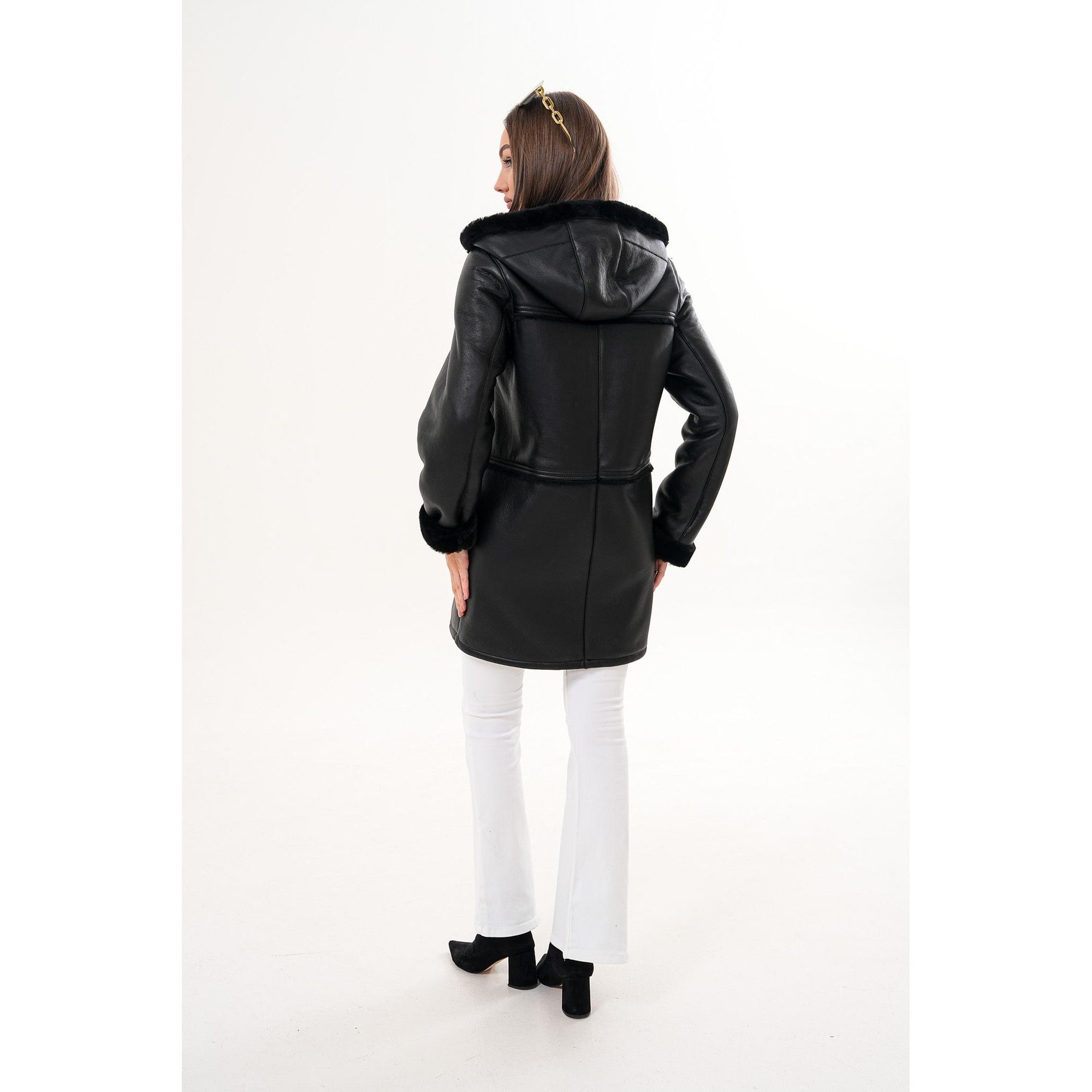 The Belluna Black Shearling Women Jacket