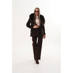 The Alessia Brown Leather & Fox Fur Women Jacket