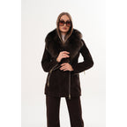 The Alessia Brown Leather & Fox Fur Women Jacket
