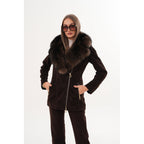 The Alessia Brown Leather & Fox Fur Women Jacket