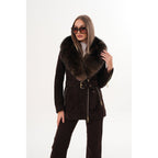 The Alessia Brown Leather & Fox Fur Women Jacket
