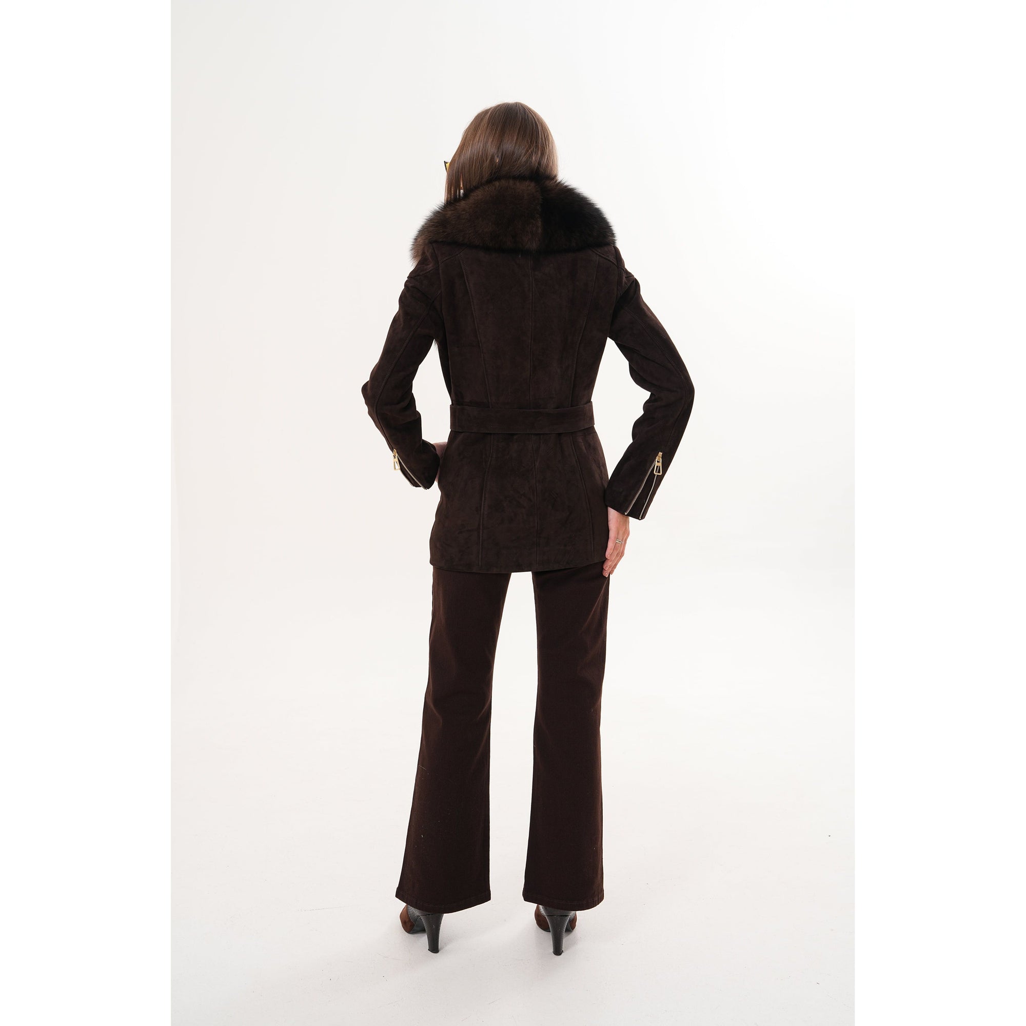 The Alessia Brown Leather & Fox Fur Women Jacket