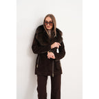 The Alessia Brown Leather & Fox Fur Women Jacket