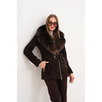 The Alessia Brown Leather & Fox Fur Women Jacket