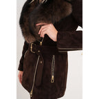 The Alessia Brown Leather & Fox Fur Women Jacket