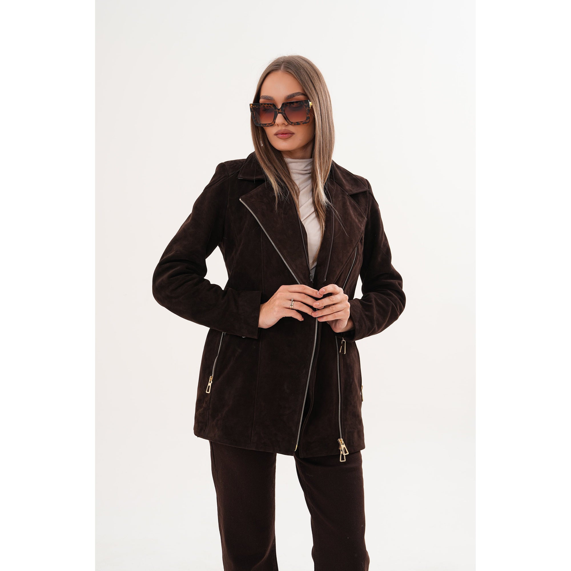 The Alessia Brown Leather & Fox Fur Women Jacket