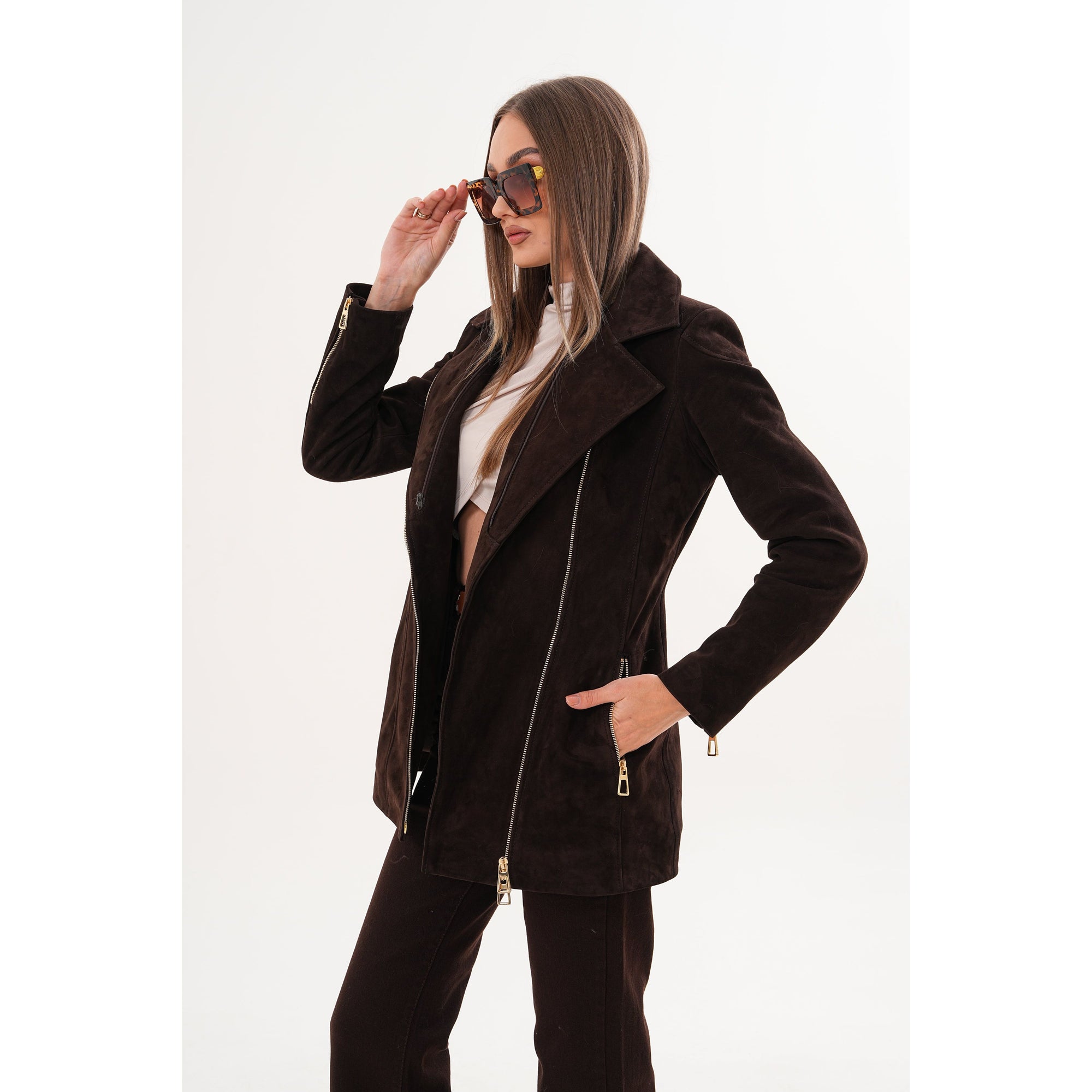 The Alessia Brown Leather & Fox Fur Women Jacket