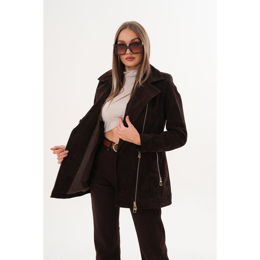 The Alessia Brown Leather & Fox Fur Women Jacket