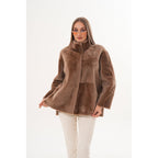 The Belluna Camel Reversible Shearling Women Jacket