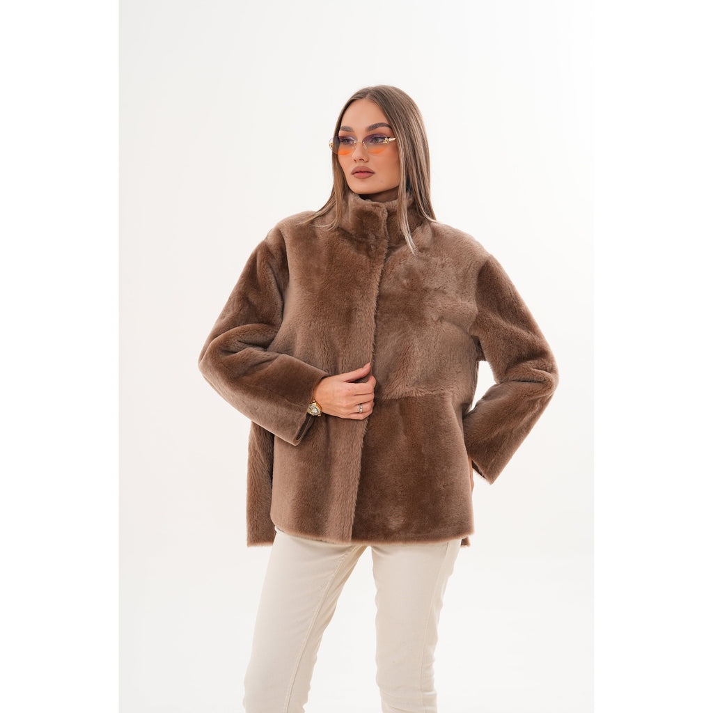 The Belluna Camel Reversible Shearling Women Jacket