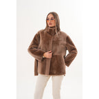 The Belluna Camel Reversible Shearling Women Jacket