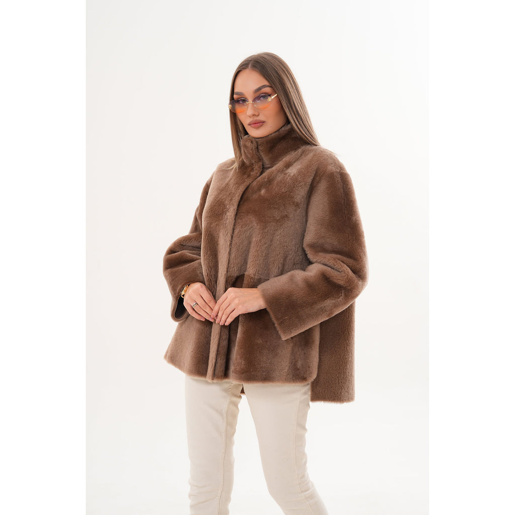 The Belluna Camel Reversible Shearling Women Jacket