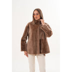 The Belluna Camel Reversible Shearling Women Jacket