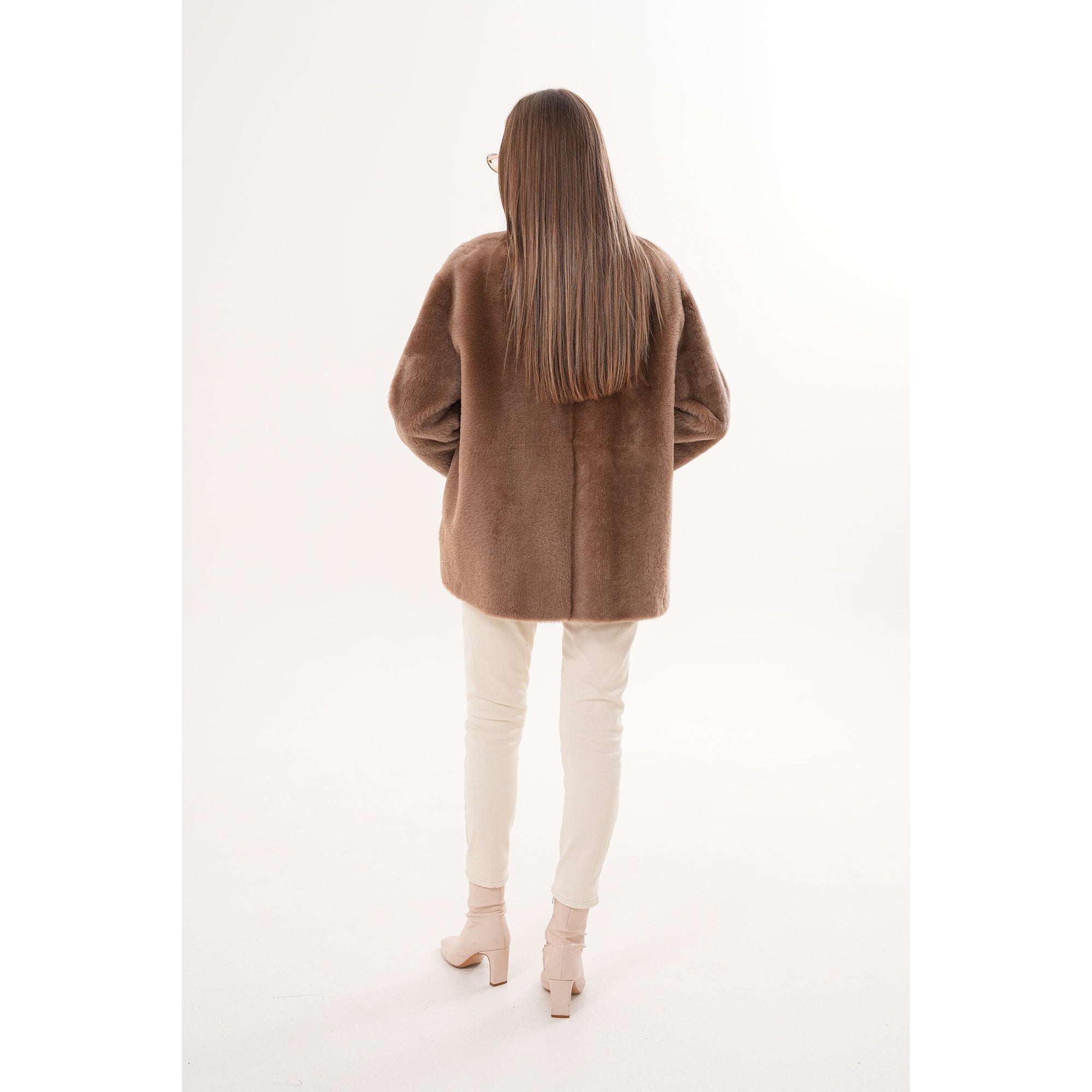 The Belluna Camel Reversible Shearling Women Jacket