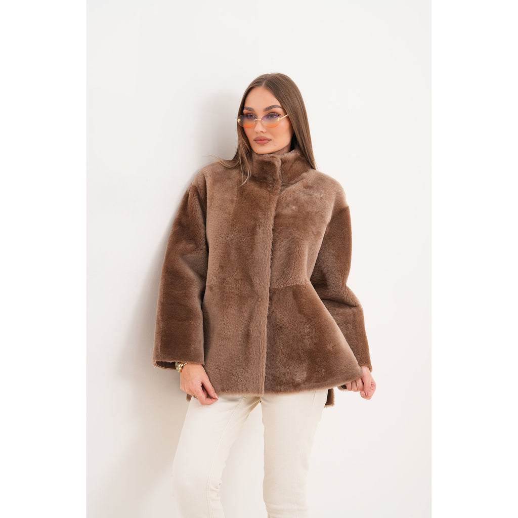 The Belluna Camel Reversible Shearling Women Jacket