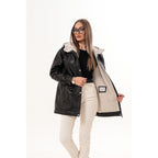 The Capri Black Hooded Leather Women Jacket