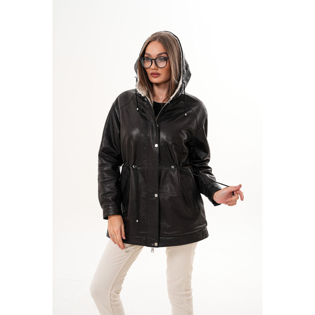 The Capri Black Hooded Leather Women Jacket