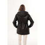The Capri Black Hooded Leather Women Jacket