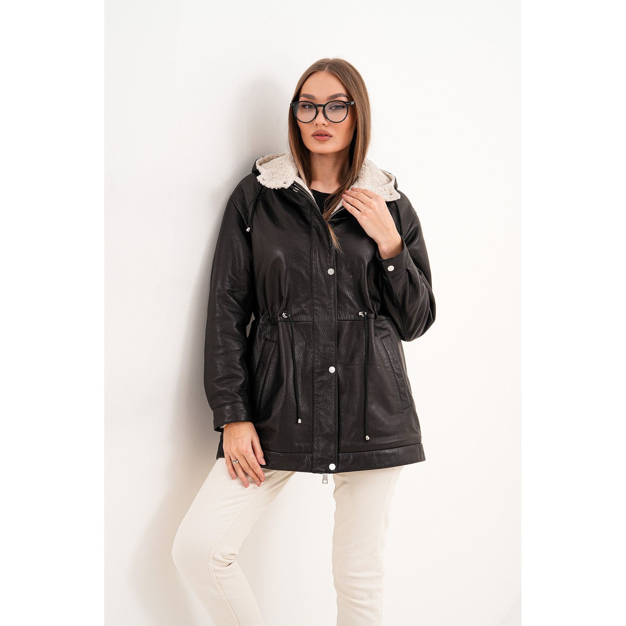 The Capri Black Hooded Leather Women Jacket