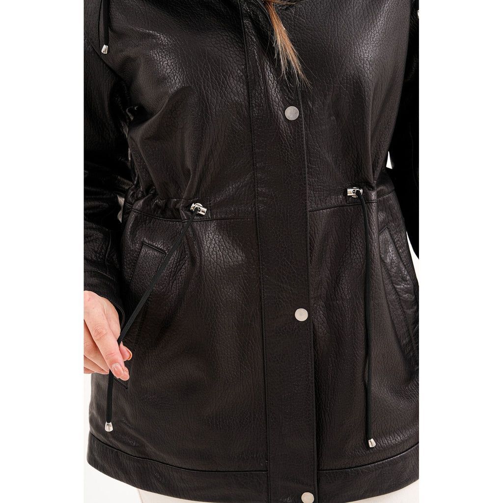 The Capri Black Hooded Leather Women Jacket