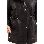 The Capri Black Hooded Leather Women Jacket