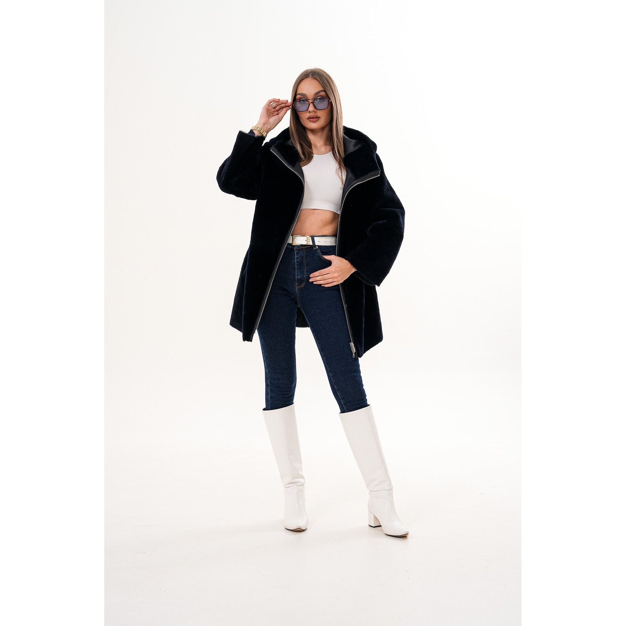 The Portofino Black Reversible Shearling Women Jacket