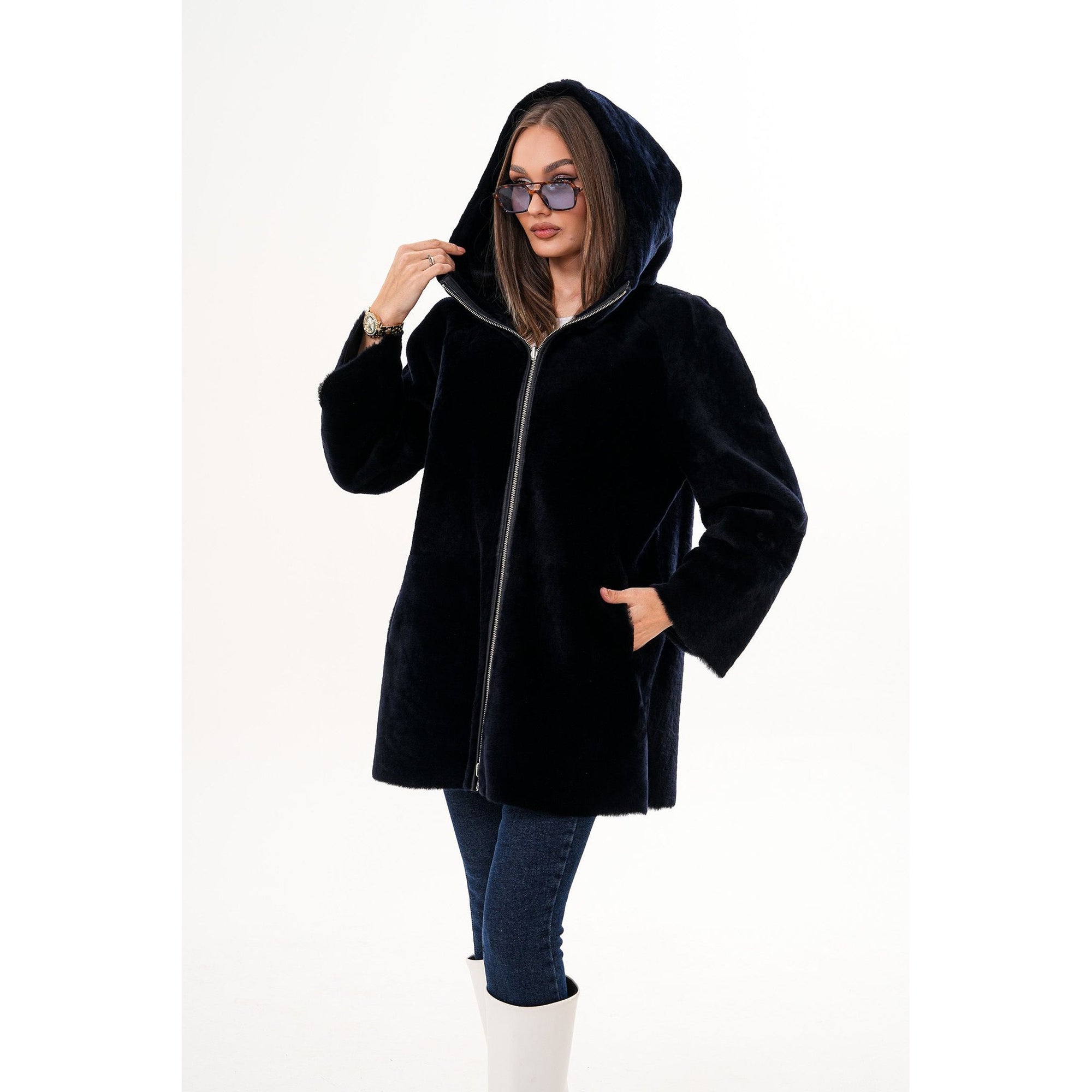 The Portofino Black Reversible Shearling Women Jacket